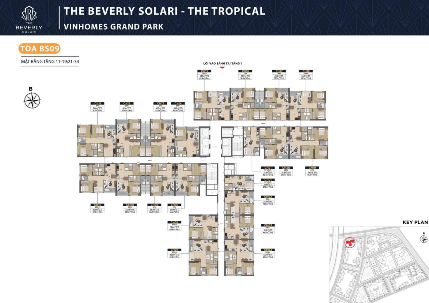 mặt bằng điển hình Tòa BS09 The Beverly Solari