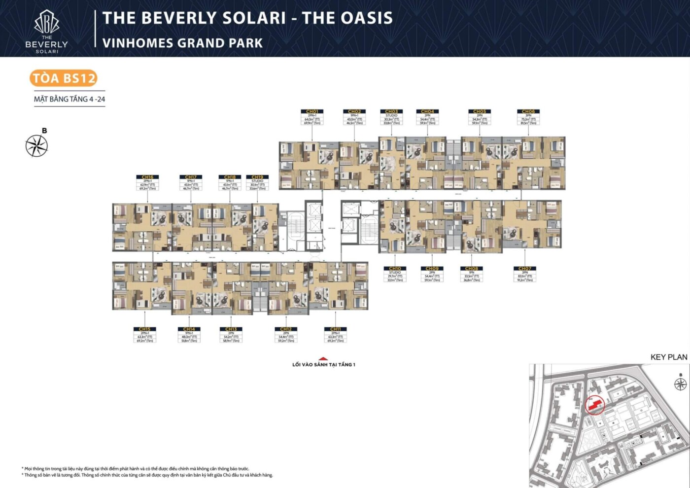 mặt bằng điển hình Tòa BS12 The Beverly Solari