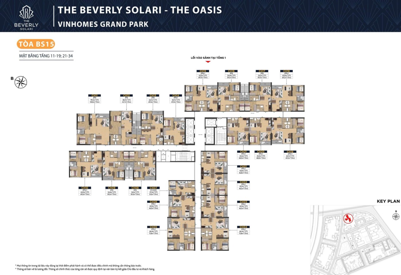 mặt bằng điển hình Tòa BS15 The Beverly Solari